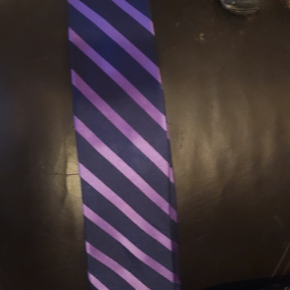 Nautica Navy and Purple Diagonal Stripe Silk Tie